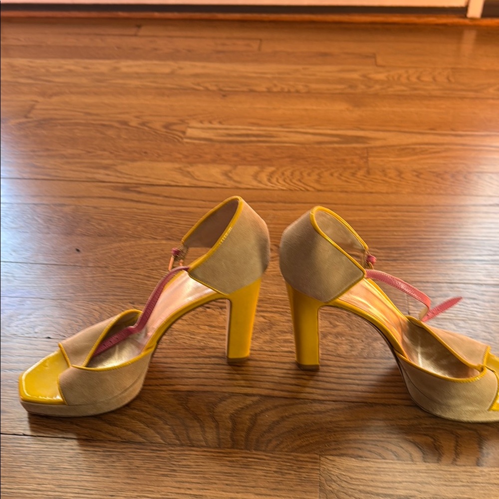 Yellow and Pink Women's Heels